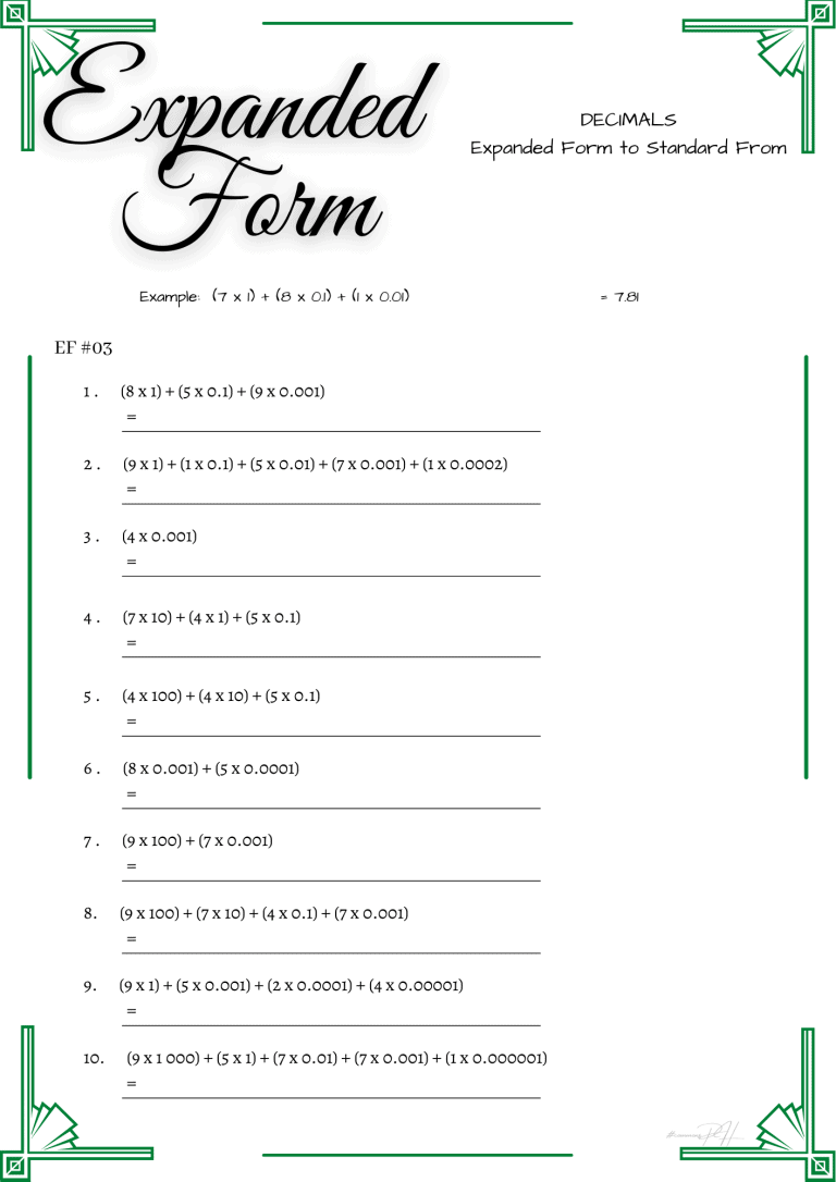 Grade 6 Exercise | Expanded Form